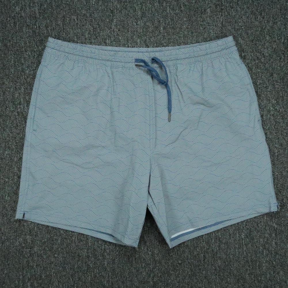 Quince Swim Trunks Mens XL Blue Wave Print Stretch Wave Lined Pockets